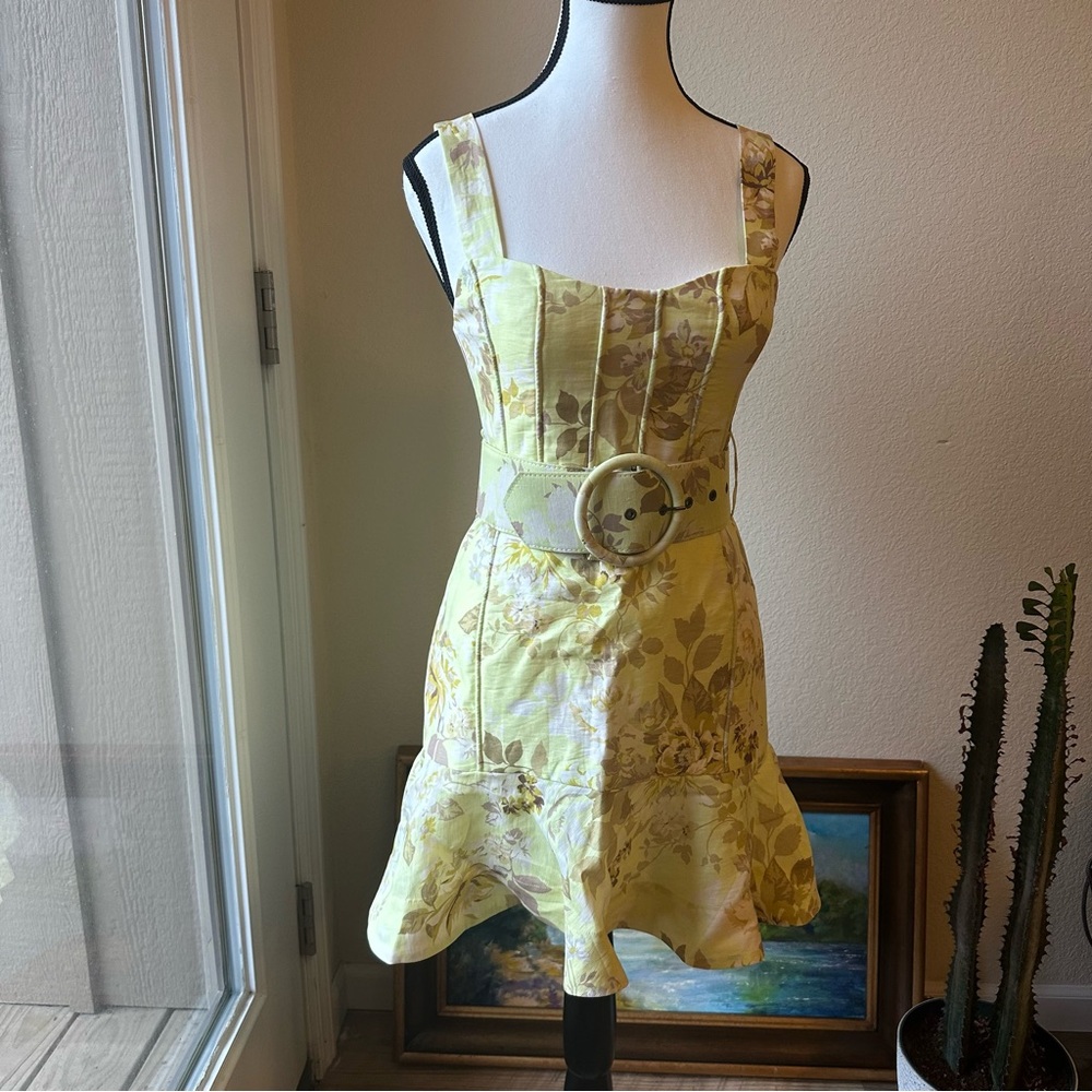 Shona Joy Yellow Floral Mini Dress